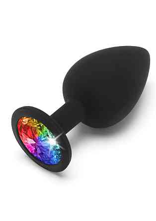 Анальная пробка Toy Joy Rainbow Booty Jewel с радужным кристаллом, черный, Large Sex Aura Киев