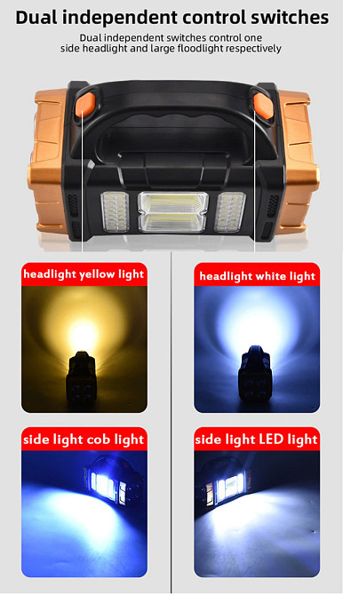 Світлодіодний ручний ліхтар Starnearby з акумулятором, на сонячній батареї (Чорний/Червоний, 76LED, 38Вт) Николаев - изображение 10