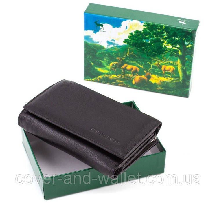 Женский кожаный кошелек небольшого размера на магнитах Marco Coverna MC-2049A Черный Киев - изображение 7