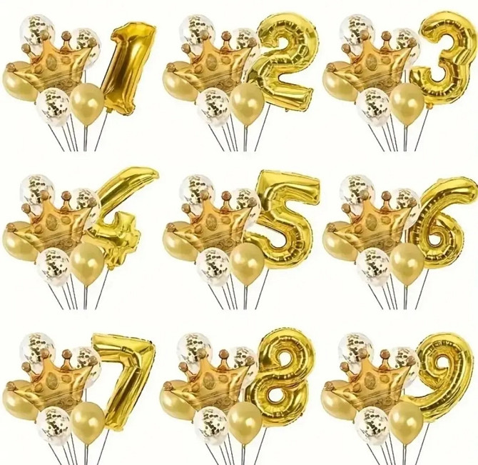 Фонтан кульок цифра і корона золото 7шт Київ - фото 4