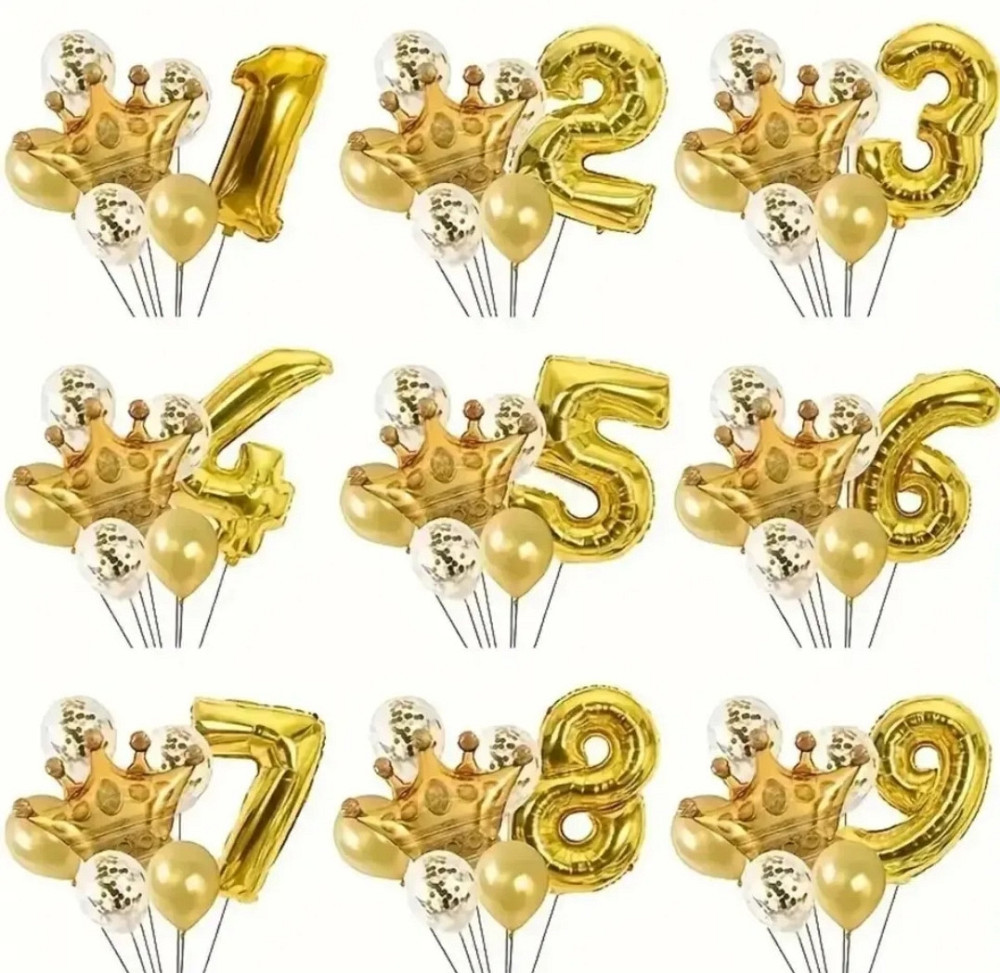 Фонтан шариков цифра и корона золото 7шт Киев - изображение 4