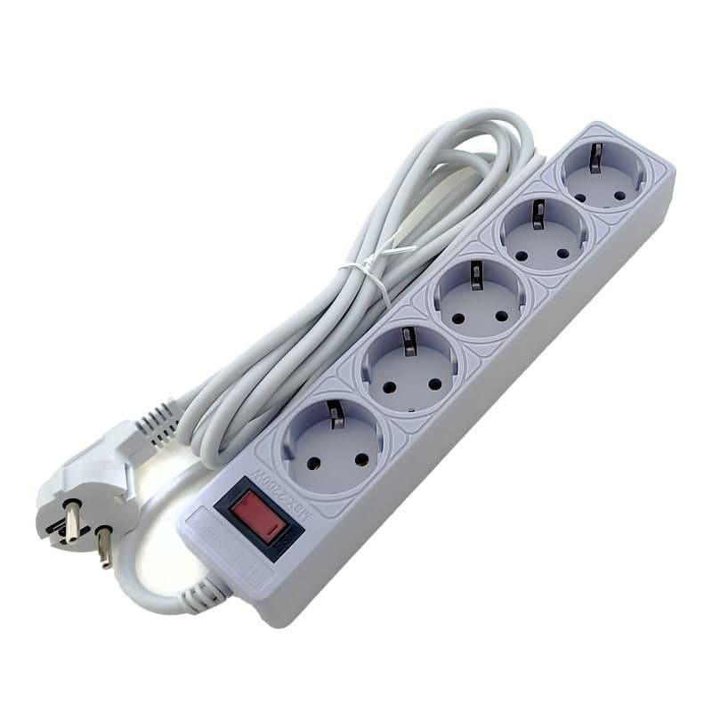 Сетевой фильтр с заземлением 5 гнезд, 3 м, серый Днепр - изображение 2