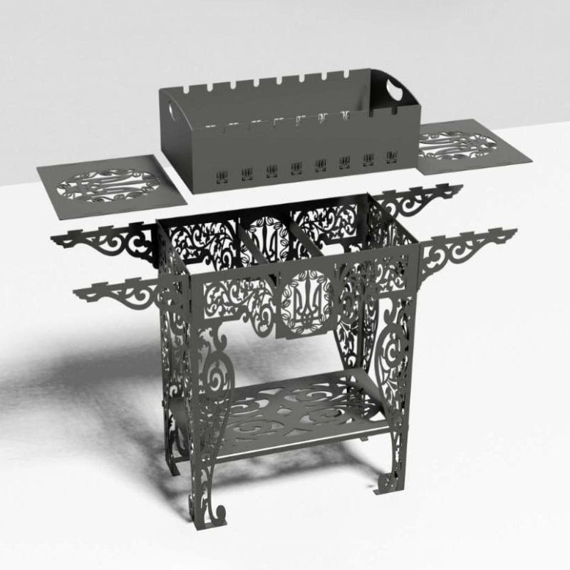 Мангал раскладной на 12 шампуров 3 мм «ГЕРБ» (Тризуб) Киев - изображение 6