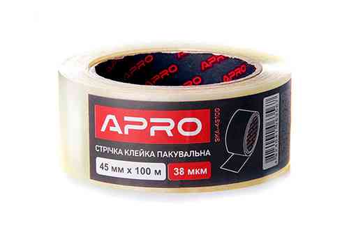 Стрічка клейка пакувальна 38 мкм 45 мм 100 м APRO Рівне