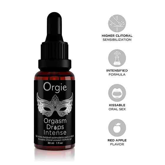 Збуджувальні краплі для клітора Orgie Orgasm Drops Intense, 30 мл, тепло-холод, смак яблука Sex Aura Київ
