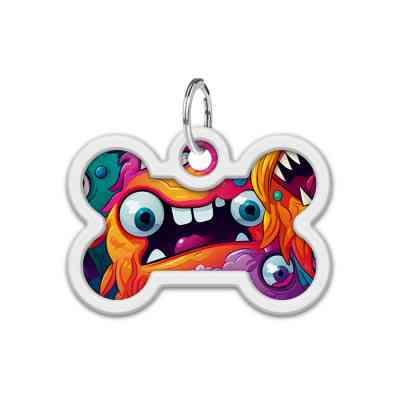 Адресник для тварин WAUDOG Smart ID з QR паспортом "Зубасті монстри", кістка 40х28 мм (231-4048) Вінниця