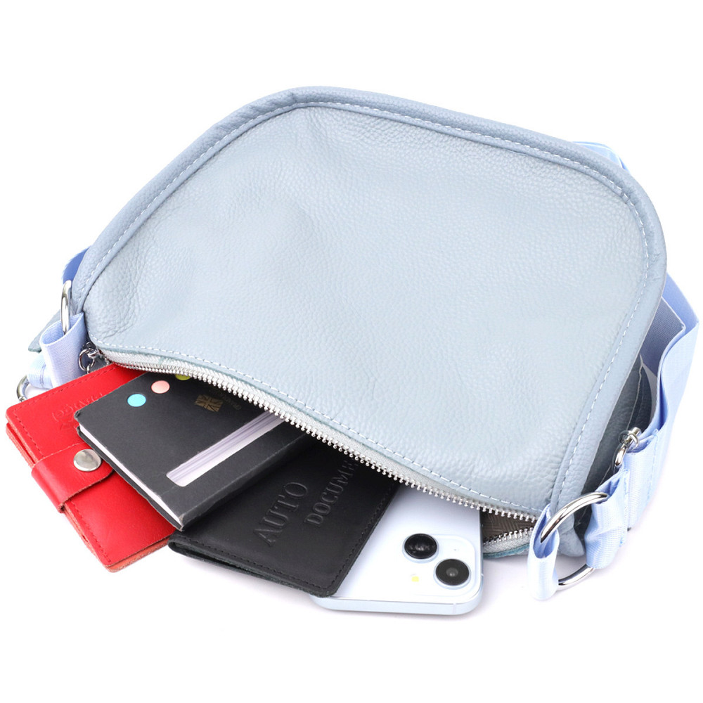 Полукруглая сумка для женщин из натуральной кожи Vintage 22908 Серо-голубой Киев - изображение 10