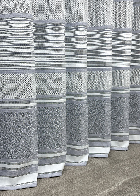 Тюль VR-Textil 1929т Жакард Білий з сірим 300х270 см (40-837) Київ - фото 8