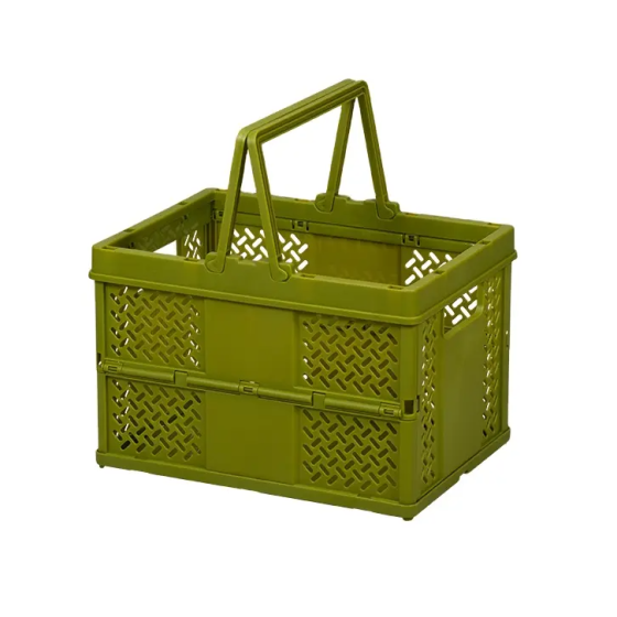 Складний кошик для зберігання з ручками, пластиковий органайзер для дрібниць, 24×18×16см, колір зелений Кам'янець-Подільський
