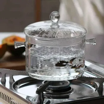 EB-19008 Стеклянная кастрюля 3,0 Л из жаропрочного боросиликатного стекла с крышкой, для плиты и микроволновки Одесса