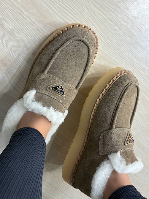 Черевики жіночі Hengji 69-3 лофери замшеві на хутрі бежеві, 41, 25,5 см Київ - фото 3