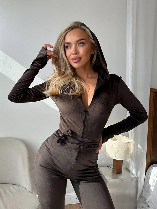 Стильний повсякденний велюровий комбінезон Шоколад, 46/48 Одеса - фото 3