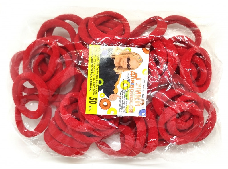 Гумки для волосся безшовні червоні 50 шт Київ - фото 1
