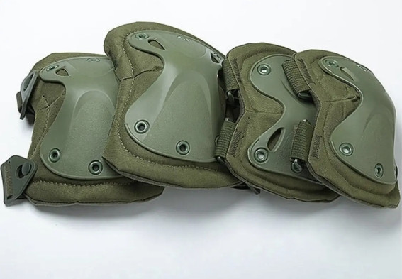 Комплект захисту Наколінники + налокотники із удароміцного пластику (Оливковий) Київ - фото 7