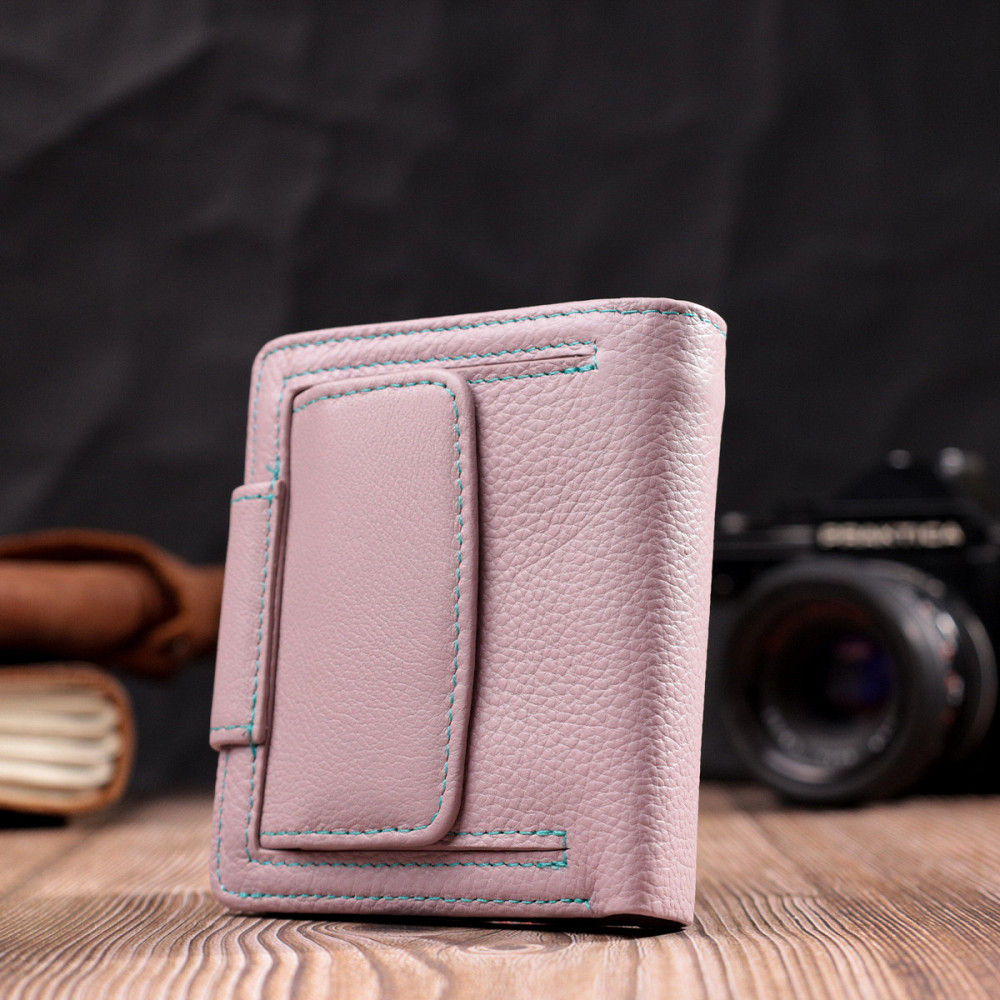 Портмоне з монетницею зовні для стильних жінок шкіряне ST Leather 19456 Бежевий Київ - фото 2