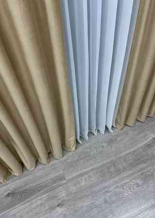 Шторная ткань бархат высота 3м цвет бежевый 1653ш Киев