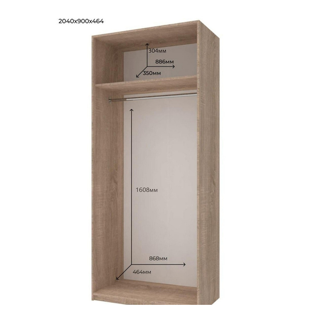 Шафа розпашна для одягу Doros Промо 90х48х204 см Дуб сонома (DRS-011196) Дніпро - фото 8