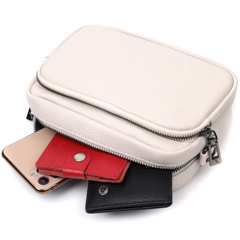 Стильная женская сумка кросс-боди из натуральной кожи Vintage 22295 Белая Киев - изображение 7