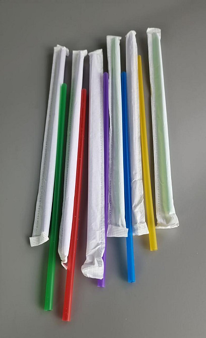 Трубочка для напоїв з гофрою d4.8-21см в інд. упаковці Мікс рівна (200 шт) Харків - фото 1