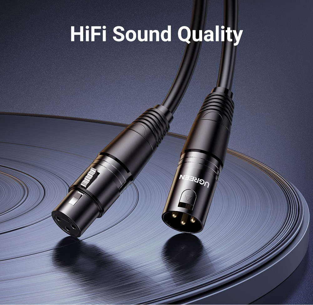 Аудио кабель UGREEN AV130 Cannon Male to Female Microphone Extension Audio Cable 5m Black Одесса - изображение 2
