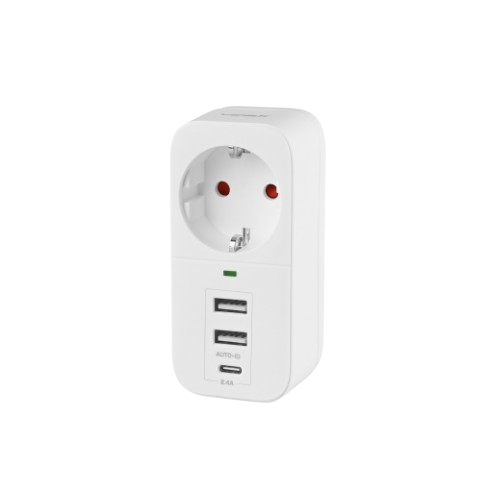 Фільтр мережевий 1 розетки/2USB-A/1Type-C із заземленням білий VF-AD1G2U1C-W Oncord Videx Житомир