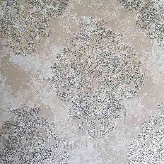 Шпалери флізелінові еко Galerie Metallic FX 0,53Х10 англійські вензель золотом структурних на коричневому тлі Київ