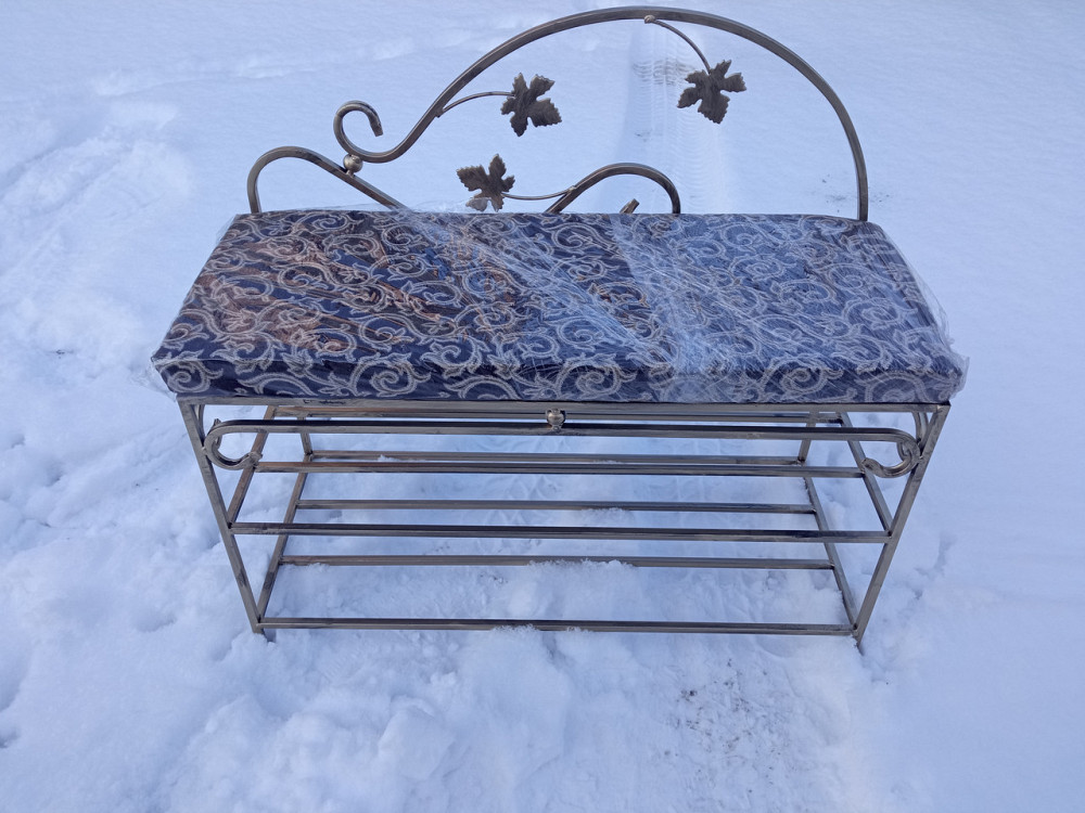 Прихожая банкетка пуфик пуф кованый со спинкой малый M-072 Киев - изображение 7