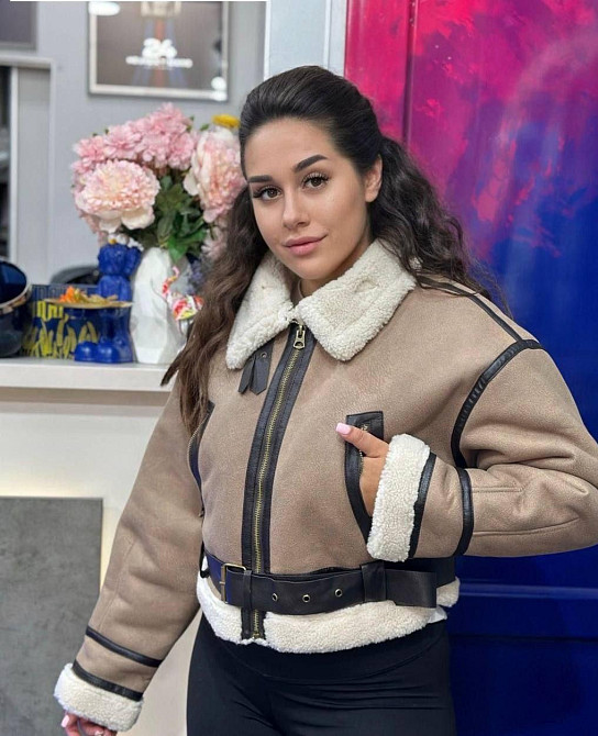 Дубленка женская укороченая Бежевый S Харьков - изображение 1