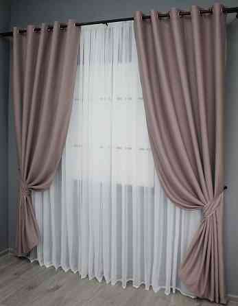 Комплект штор на люверсах VR-Textil Bagema Rvs № 1245ш Пудровий 150х250 см 2 шт (37-0018) Київ