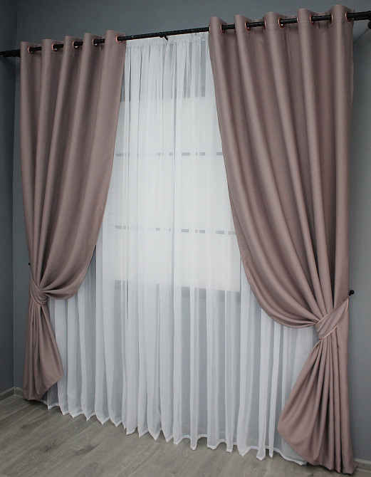Комплект штор на люверсах VR-Textil Bagema Rvs № 1245ш Пудровий 150х250 см 2 шт (37-0018) Київ - фото 3