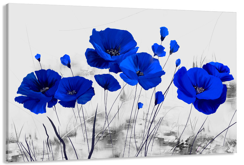 Картина полотно у вітальню / спальню  Сині Маки    MLP_398 ( 60х30см ) 80x120 см Київ - фото 1