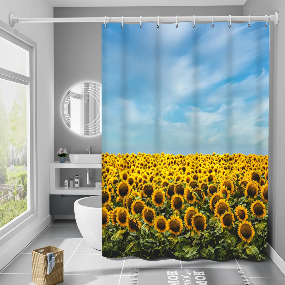 Шторка для ванны из полиэстера водонепроницаемая Bathlux 180x180 см с кольцами, занавеска для ванной комнаты Каменец-Подольский - изображение 2