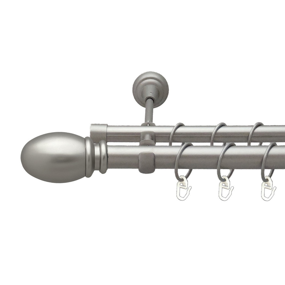 Карниз Orvit Белуно металевий дворядний відкритий гладка труба кільце металеве Сатин 25\19 мм 300 см (00-00023347) Львів - фото 1