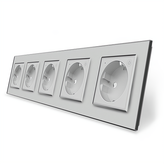 LIVOLO П'ятимісна розумна розетка ZigBee із заземленням Livolo сірий (VL-C7FCTC16AZ-10IP) Коломия