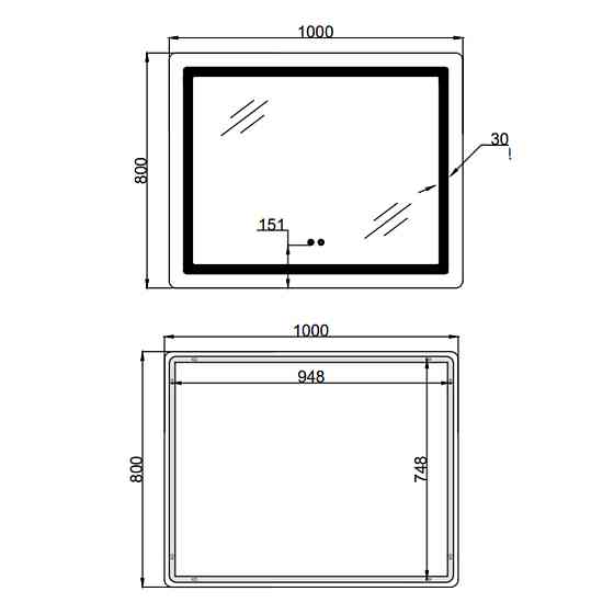 Зеркало Lidz Kubis (KU2) 1000х800 с LED-подсветкой Touch, с антизапотеванием, с диммером, рег. яркости LD78LF6141008048450 Киев