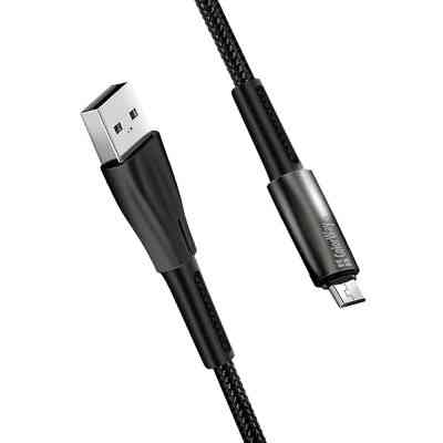 Дата кабель USB 2.0 AM to Micro 5P 1.0m zinc alloy + led black ColorWay (CW-CBUM035-BK) Винница