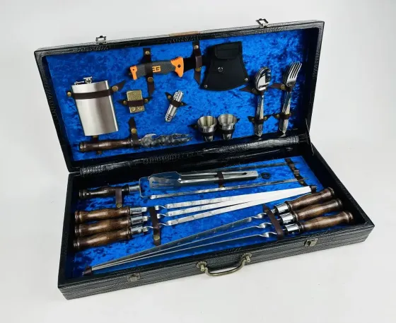 Набори шампурів, Набір шампурів у шкіряному кейсі VIP 8 Шампури, вертіла Тернопіль