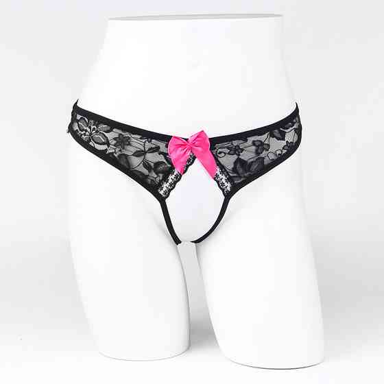 Еротичні трусики з розрізом 42 чорний Київ