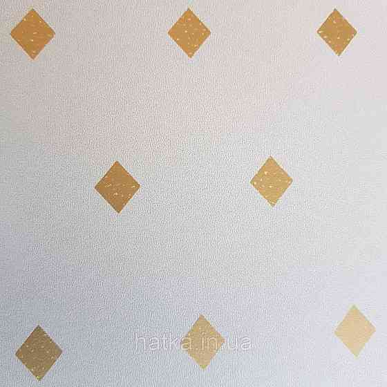 Шпалери вінілові на флізелін Caselio Mystery 0.53х10 м геометрія яскраві ромби золотисті на кремовому Київ