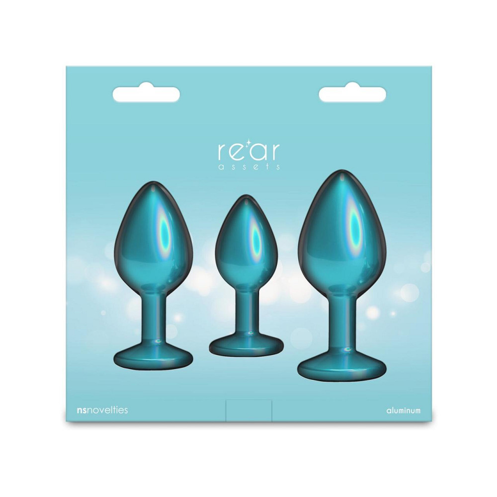Набор анальных пробок NS Novelties Rear Assets - Trainer Kit - Iridescent Teal - Teal Gem Sex Aura Киев - изображение 4