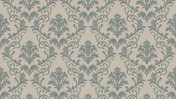 Шпалери метрові вінілові на флізеліні Sintra Classic класика вензеля завитки структурні сріблясті на бежевому 445228 Київ