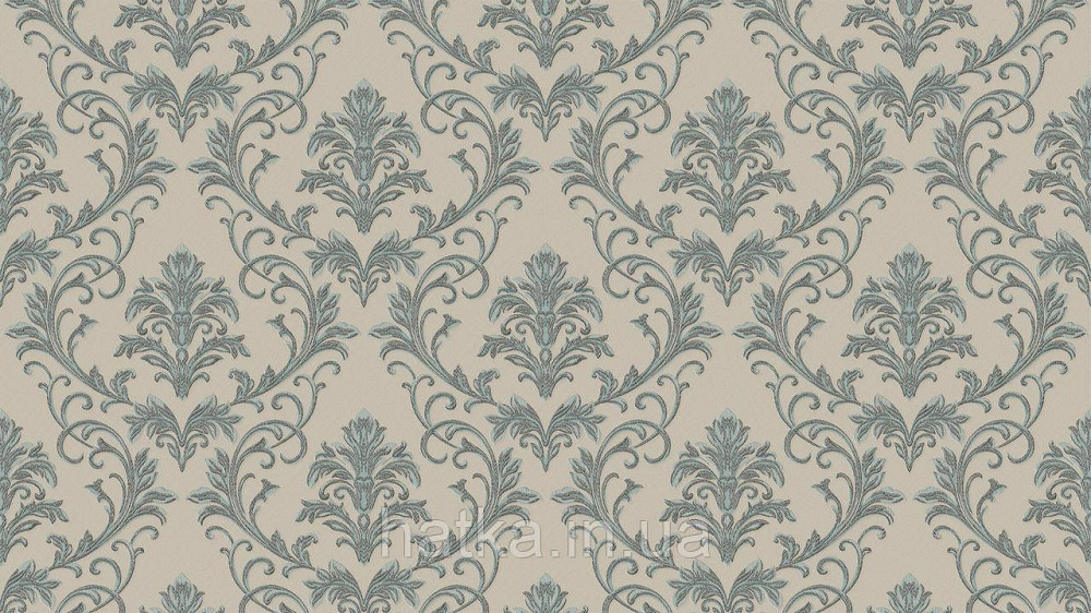 Обои метровые виниловые на флизелине Sintra Classic классика вензеля завитки структурные серебристые на бежевом 445228 Киев - изображение 1