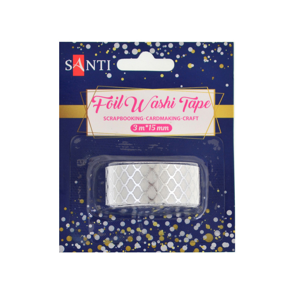 Стрічка паперова фольгована самоклеюча "Santi""Візерунок" срібло, 3 м*15 мм, 742381, шт Київ - фото 1