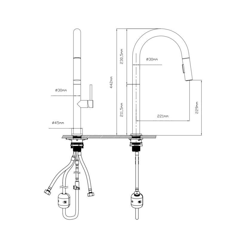 Смеситель для кухни Qtap Lenicka с выдвижным изливом, нержавейка QTLEN9138103UC Chrome Харьков - изображение 2