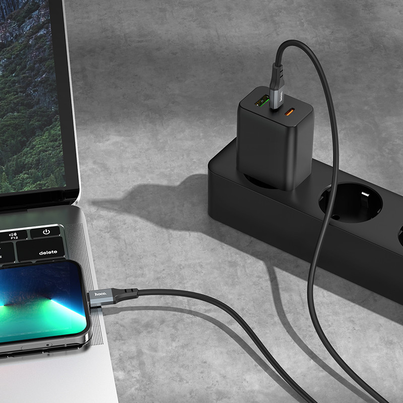 Кабель Hoco X86 iP Spear PD silicone charging data cable Black Одеса - фото 4