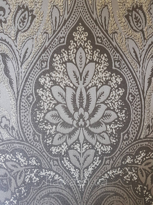 Обои виниловые на флизелине AS creation Garda 1.06Х10.05 классика вензеля крупные черные серые серебристые Киев - изображение 2