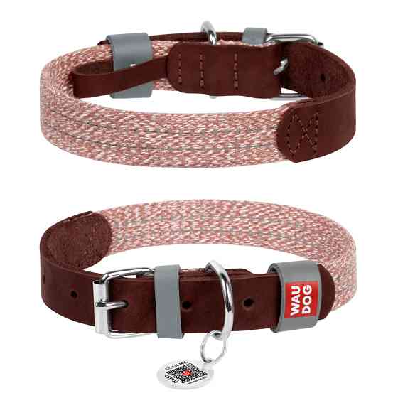 Нашийник для собак зі шкіри та відновленої бавовни WAUDOG Classic, M, Ш 20 мм, Дов 30-39 см кор Коломыя