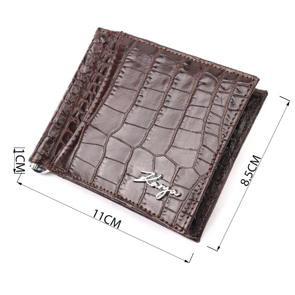 Превосходный мужской зажим из натуральной кожи с тиснением под крокодила KARYA 21119 Коричневый Киев - изображение 3