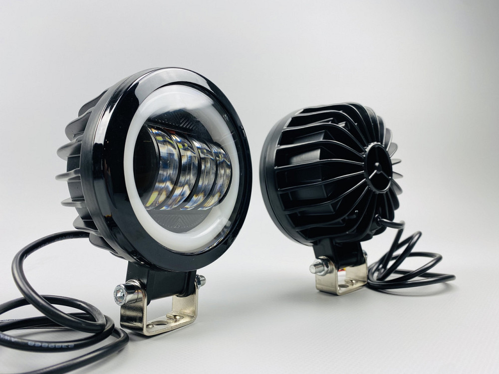 Світлодіодна лампа робочого освітлення, водонепроникна кругла фара 40W (+ LED кільце) для автомобіля Мукачево - фото 7