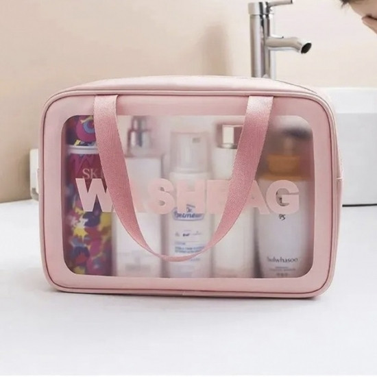 Прозрачная сумка-косметичка Washbag Big Pink 30см Винница - изображение 3